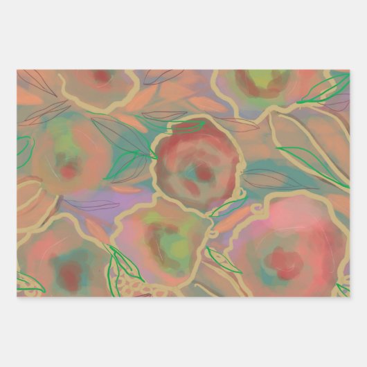 Wilde Rozen Multicolored Inpakpapier Vel (Voorkant)
