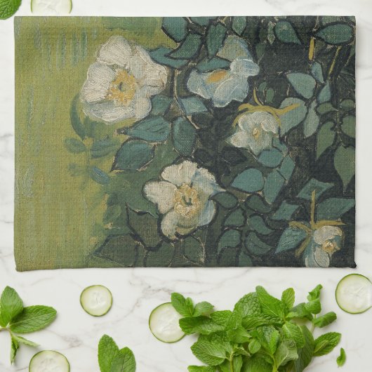 Wilde Rozen van Vincent van Gogh Theedoek (Gevouwen)