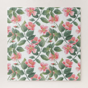 Wilde Rozen Waterverf Bloemen Naadloos Legpuzzel