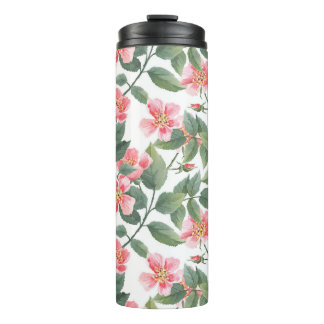 Wilde Rozen Waterverf Bloemen Naadloos Thermosbeker