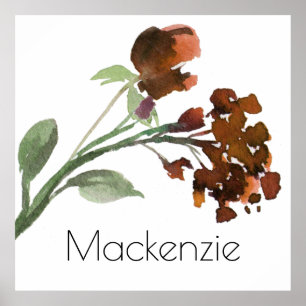 Wilde rustieke bloemen   Verbrand Sinaasappel Bohe Poster