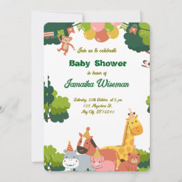 Wilde Safari Baby Shower Kaart – Jungle Dieren