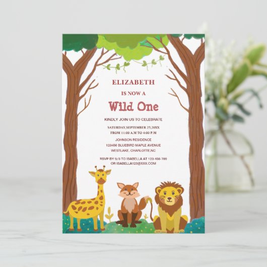 wilde safari bosgrond kind verjaardag kaart (Staand voorkant)