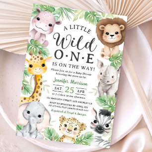 Wilde safari-dieren baby shower uitnodiging