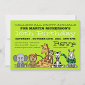 Wilde Safari Dieren, Birthday Party van Kind Kaart (Voorkant)