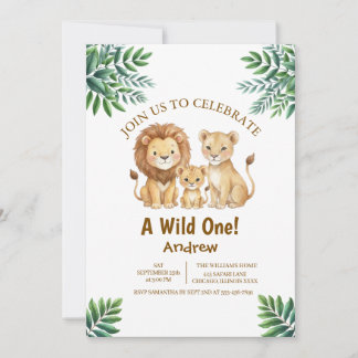 Wilde Safari Dieren Jongen Verjaardagsuitnodiging Kaart