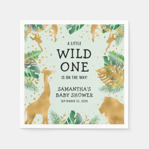 Wilde safari groen goud neutrale babyshower servet