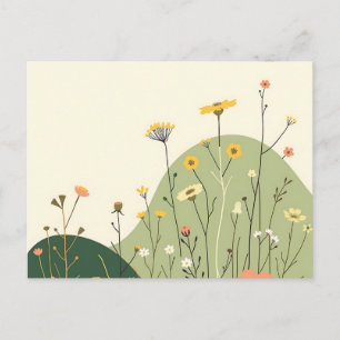 Wilde Scandinavische wilde bloemen en geometrische Briefkaart
