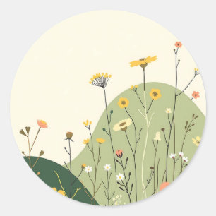Wilde Scandinavische wilde bloemen en geometrische Ronde Sticker