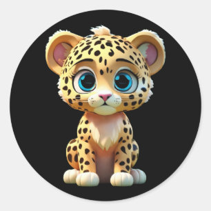 Wilde schattige jaguar ronde sticker