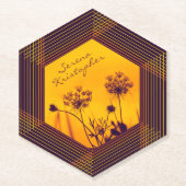 Wilde Schermbloemen Omlijnd Paars en Goud Elegant Kartonnen Onderzetters (Voorkant)