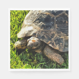 Wilde schildpad in Grass Meadow Wildlife Art Servet