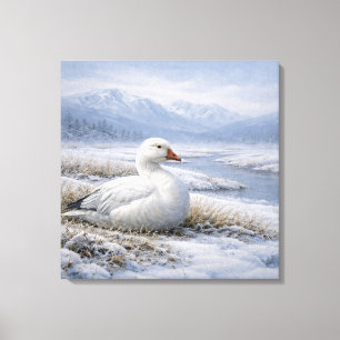 Wilde sneeuwgans winter canvas afdruk