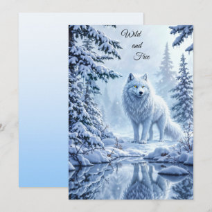 Wilde sneeuwwolf roofdier natuur winterkunst kaart