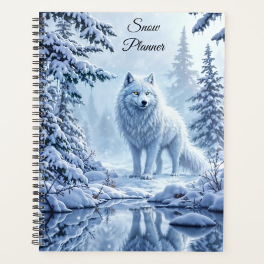 Wilde sneeuwwolf roofdier natuur winterkunst planner (Voorkant)