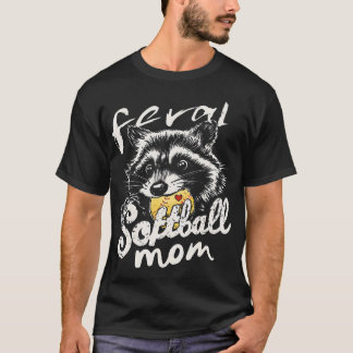 Wilde Softbal Moeder Wasbeer Mama Game Day Moeder T-shirt
