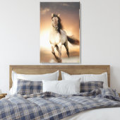 Wilde Stallion op zonsondergang Canvas Afdruk (Insitu (Slaapkamer))