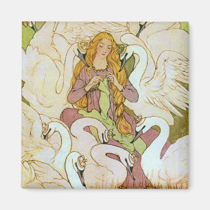 Wilde Swans Fairy Tale Art Magnet Magneet