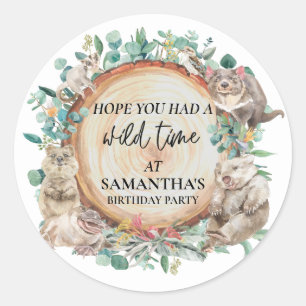Wilde Tijd Schattige Australische Dieren Verjaarda Ronde Sticker