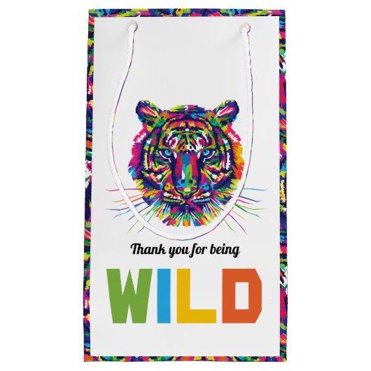 Wilde Tijger Dank Je Favor Zak Klein Cadeauzakje (Voorkant)