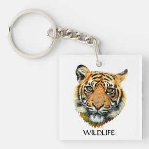 Wilde tijger dier gezicht sleutelhanger