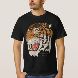 Wilde tijger EST 1993 moderne klassieke mannen zwa T-shirt