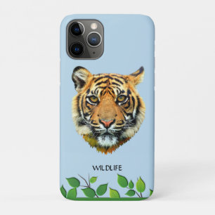 Wilde Tijger Gezicht op Lichtblauw iPhone 11 Pro Hoesje