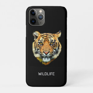 Wilde Tijger Gezicht op Zwart iPhone 11 Pro Hoesje