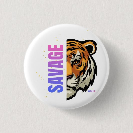 Wilde Tijger Half Gezicht Split Design Ronde Button 3,2 Cm (Voorkant)
