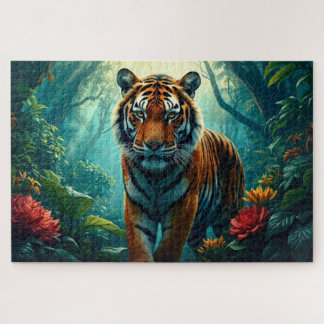 Wilde tijger in de jungle legpuzzel
