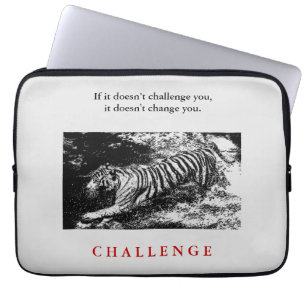 Wilde tijger Motivatie uitdaging Quote Laptop Sleeve