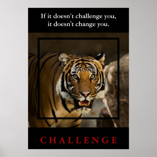 Wilde tijger Motivatie uitdaging Quote Poster (Voorkant)