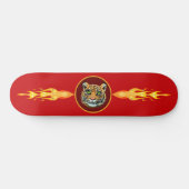 Wilde tijger, vlammen op rood skateboard (Horizontaal)
