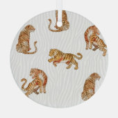 Wilde tijgers: Waterverf dierpatroon. Glas Ornament (Achterkant)