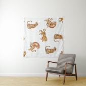 Wilde tijgers: Waterverf dierpatroon. Wandkleed (In Situ (horizontaal))