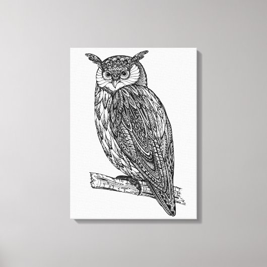 Wilde Totem Dierlijke Uil Doodle 6 Canvas Afdruk (Voorkant)