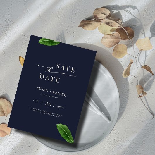 Wilde tropische bladeren & moderne bruiloft boog f save the date