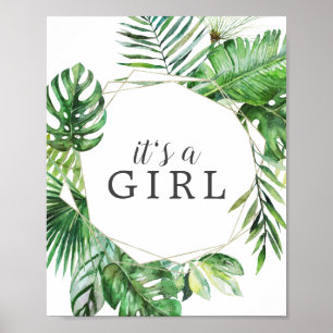 Wilde tropische palm Baby shower Het is een meisje Poster