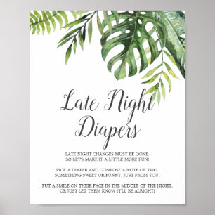 Wilde tropische palm Baby shower Late Night Diaper Poster