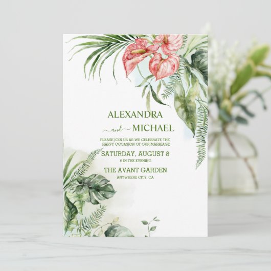 Wilde Tropische Palm Informele Trouwdag Kaart (Staand voorkant)