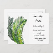 Wilde tropische palm laat Griekenland de datum ops Uitnodiging Briefkaart (Voorkant / Achterkant)