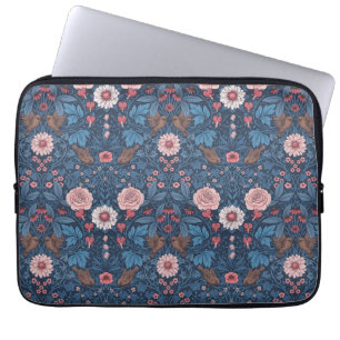Wilde tuin in blauw laptop sleeve
