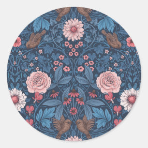 Wilde tuin in blauw ronde sticker