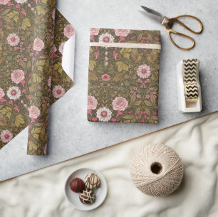 Wilde tuin op koffiebruin cadeaupapier
