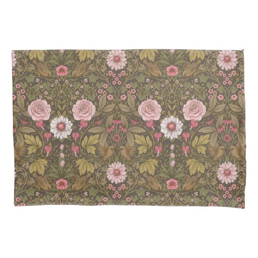 Wilde tuin op koffiebruin kussensloop (Voorkant-Links)