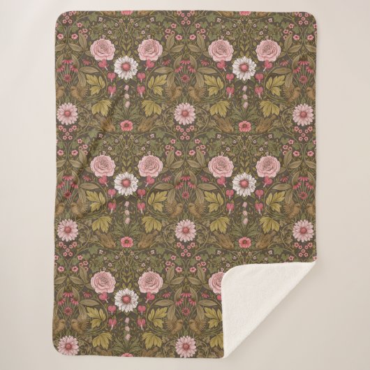 Wilde tuin op koffiebruin sherpa deken (Voorkant)