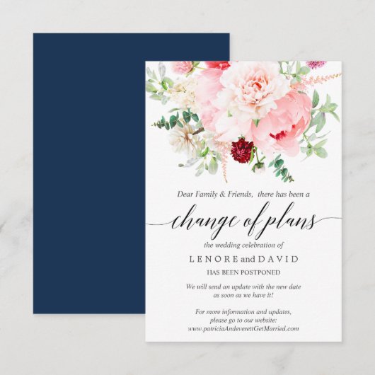 Wilde Tuin Roze Botanische Trouwplannen Gewijzigd Kaart (Voorkant / Achterkant)