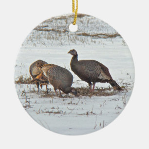 Wilde Turkije in Snowy Field Keramisch Ornament