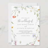 Wilde veelkleurige bloemen de bruiloft van kaart (Voorkant)