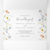 Wilde veelkleurige bloemenbruiloft drieluik uitnodiging (Binnenkant midden)